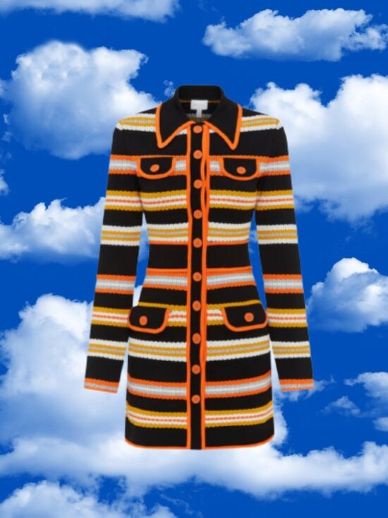 Alice McCall Dresses & Skirts - Alice McCALL Miley Dress Jacket Striped Knit Mini Dress Black Orange Yellow NWT